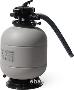 16in Sand Pool Filter Tank for Above Ground Inground Swimming Pool, 2800 GPH Grey