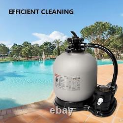 16in Sand Pool Filter Tank for Above Ground Inground Swimming Pool, 2800 GPH Grey