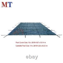 16x30 ft Pool Safety Cover Rectangular Inground Swimming Pool Cover For 14x28 ft