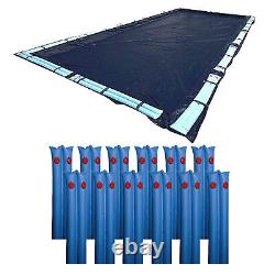 16x32 Dark Blue Winter Rectangular Inground Swimming Pool Cover withWater Tubes