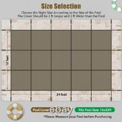 16x32 Swimming Pool Safety Cover withMounting Hardware Triple Stitched Straps