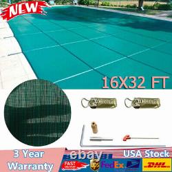 16x32 ft Mesh Anti-UV Pool Safety Cover Rectangular In Ground Clean Pool Cover