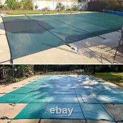 16x32ft Inground Swimming Pool Cover with Center Step Pool Safety Cover Durable