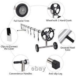 18 FT Solar Cover Roller for Inground Outdoor Swimming Pool Aluminum Reel Gray
