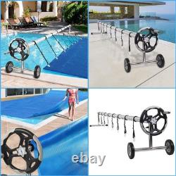18 FT Solar Cover Roller for Inground Outdoor Swimming Pool Aluminum Reel Gray