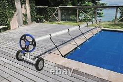 18 Ft Portable Inground Solar Cover Swimming Pool Cover Reel with Solid Wheel