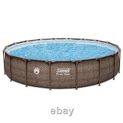18ft x 48in Round Steel Frame Above Ground Swimming Pool Set with Pump & Ladder