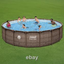 18ft x 48in Round Steel Frame Above Ground Swimming Pool Set with Pump & Ladder