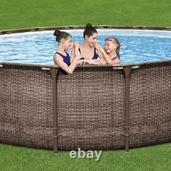 18ft x 48in Round Steel Frame Above Ground Swimming Pool Set with Pump & Ladder