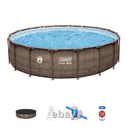18ft x 48in Round Steel Frame Above Ground Swimming Pool Set with Pump & Ladder