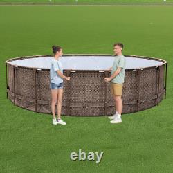 18ft x 48in Round Steel Frame Above Ground Swimming Pool Set with Pump & Ladder