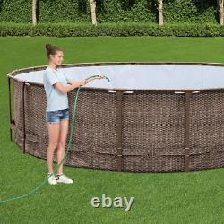 18ft x 48in Round Steel Frame Above Ground Swimming Pool Set with Pump & Ladder