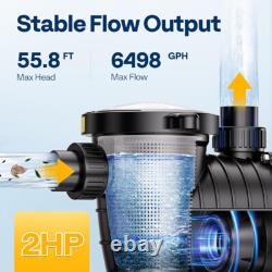 2.0 HP 6498 GPH Self Primming In/Above Ground Swimming Pool Pump & ON/OFF Switch 2.0 HP 6498 GPH Self Primming In/Above Ground Swimming Pool Pump & ON/OFF Switch
