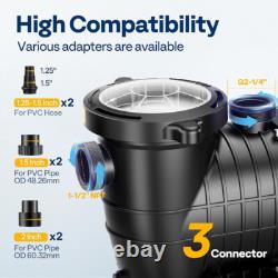 2.0 HP 6498 GPH Self Primming In/Above Ground Swimming Pool Pump & ON/OFF Switch 2.0 HP 6498 GPH Self Primming In/Above Ground Swimming Pool Pump & ON/OFF Switch