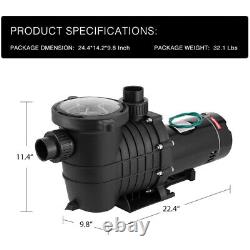 2.0 HP 6800 GPH In/Above Ground Swimming Pool Pump Dual Voltage UL CET Certified