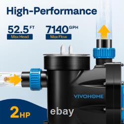 2.0 HP Self Primming Swimming Pool Pump 7140 GPH with Timer for Inground Pool