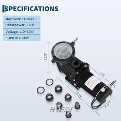 2.0 HP Swimming Pool Pump In/Above Ground Pump 1500W with Strainer Filter Basket