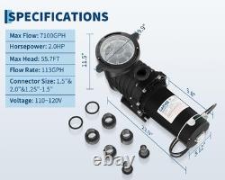 2.0 HP Swimming Pool Pump In/Above Ground Pump 1500W with Strainer Filter Basket