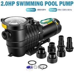2.0HP Pool Pump 6800GPH Self-Priming 115V/230V for Above Ground & Inground Pools