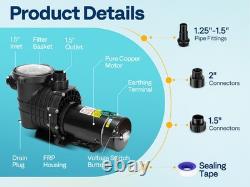 2.0HP Pool Pump 6800GPH Self-Priming 115V/230V for Above Ground & Inground Pools