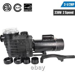 2 1/2HP 2 Speed Inground Swimming Spa Pool Pump 9000/4140 GPH Motor 2 NPT 230V