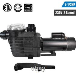 2 1/2HP 2 Speed Inground Swimming Spa Pool Pump 9000/4140 GPH Motor 2 NPT 230V