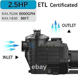 2 1/2HP Inground Swimming Spa Pool Pump 4140/9000GPH Dual Speed 2 Thread NPT