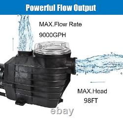 2 1/2HP Swimming Pool Pump Inground 98FT Hmax 9000GPH 2'' NPT 110-240V Hayward