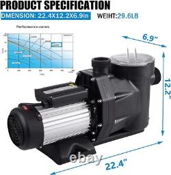 2.5HP 110V Swimming Pool Pump In/Above Ground with Motor Strainer Filter Basket