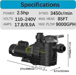 2.5HP INGROUND Swimming POOL PUMP MOTOR with Strainer 2 thread NPT for Hayward