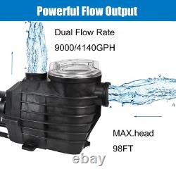 2.5HP Inground Swimming Spa Pool Pump 4140/9000GPH Dual Speed Motor 2 NPT 220V
