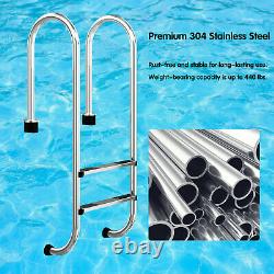 2-Step Stainless Steel Inground Swimming Pool Stairs with Non-Slip Footstep