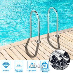 2-Step Stainless Steel Inground Swimming Pool Stairs with Non-Slip Footstep