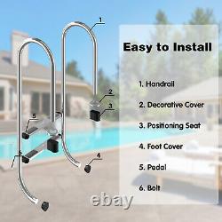 2-Step Stainless Steel Inground Swimming Pool Stairs with Non-Slip Footstep
