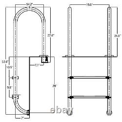 2-Step Stainless Steel Inground Swimming Pool Stairs with Non-Slip Footstep