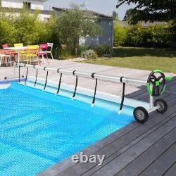 21 Feet Inground Swimming Pool Solar Cover Reel Set Aluminum Green