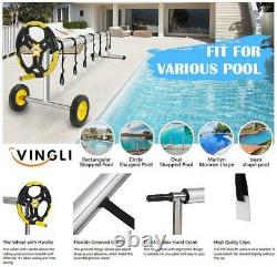 21 Feet Inground Swimming Pool Solar Cover Reel Set Aluminum (Upgrade) Yellow US