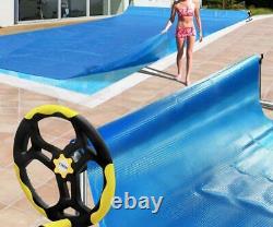 21 Feet Inground Swimming Pool Solar Cover Reel Set Aluminum (Upgrade) Yellow US