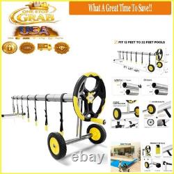 21 Ft Aluminum Pool Cover Reel Set for Inground Swimming Pool Yellow
