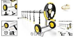 21 Ft Aluminum Pool Cover Reel Set for Inground Swimming Pool Yellow