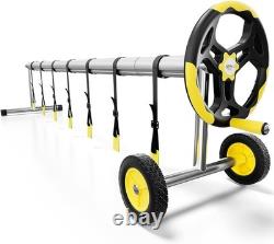 21 Ft Aluminum Pool Cover Reel Set for Inground Swimming Pool Yellow