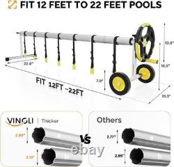 21 Ft Aluminum Pool Cover Reel Set for Inground Swimming Pool Yellow