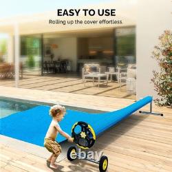 21 Ft Aluminum Pool Cover Reel Set for Inground Swimming Pool Yellow
