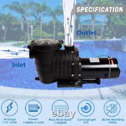 2HP 110V Pool Pump 111GPM for Inground & Above Ground Swimming Pools