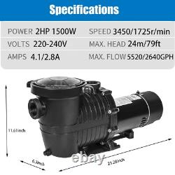 2HP 2 Speed 230v 1.5 NPT INGROUND Swimming POOL PUMP MOTOR withStrainer Hayward