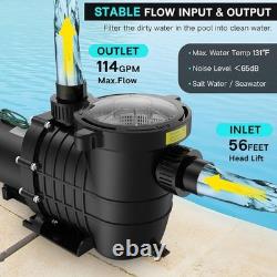 2HP Above/In Ground Pool Pump, 115V/230V 6900GPH Self Priming