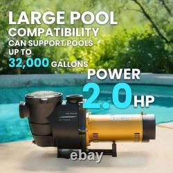 2HP In-Ground Swimming Pool Pump Dual Speed High Flow 2 Inlet 230V High Flow