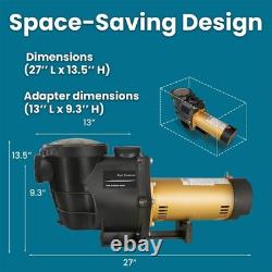 2HP In-Ground Swimming Pool Pump Dual Speed High Flow 2 Inlet 230V High Flow