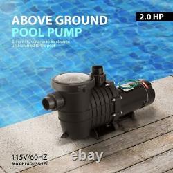 2HP Swimming Pool Pump 1-Speed Motor Strainer High-Flow Inground Pump