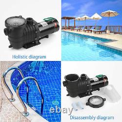 2HP Swimming Pool Pump Motor outdoor withStrainer 115-230V In/Above Ground 1500w